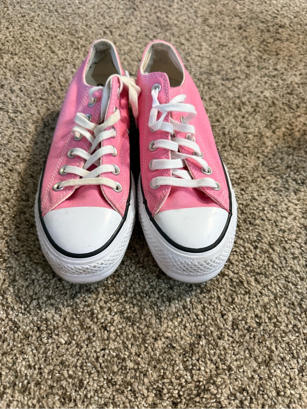 Pink Canvas Lace-Up Sneakers